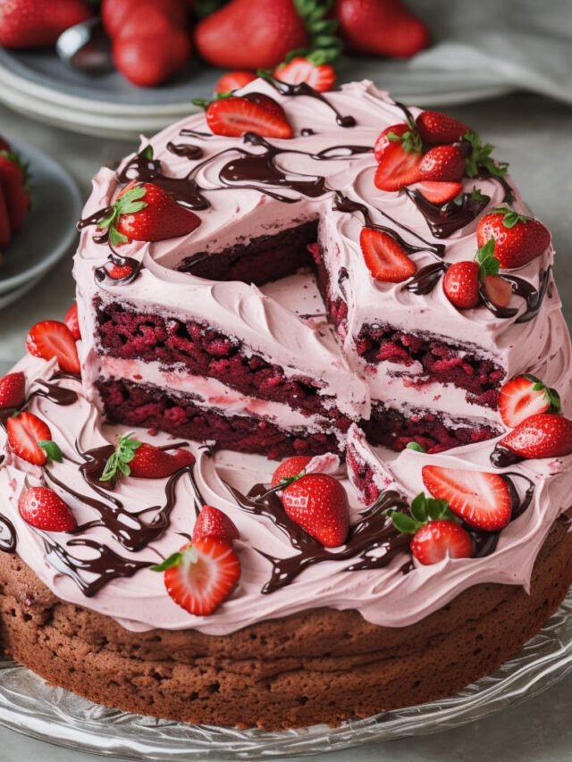 Strawberry Cake with Ganache Frosting